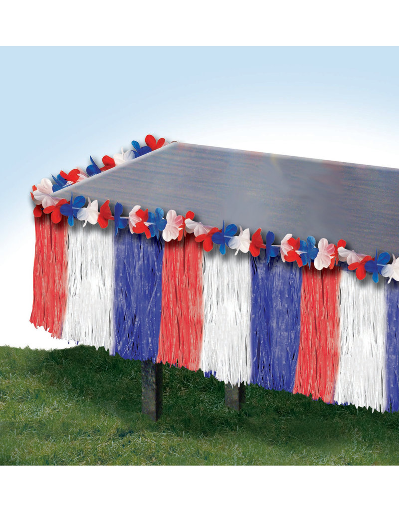 Patriotic Table Skirt: Red/White/Blue