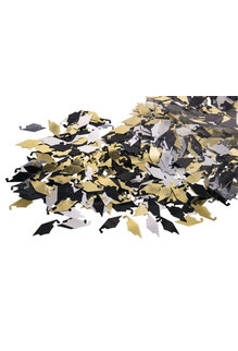 Grad Cap Confetti - Gold/Silver/Black