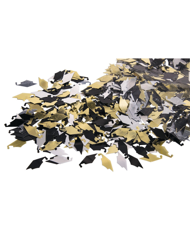Grad Cap Confetti - Gold/Silver/Black