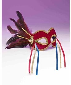 Venetian Mask w/ Feathers & Ribbons