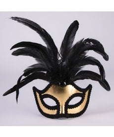 Mardi Gras Half Mask w/ Feathers