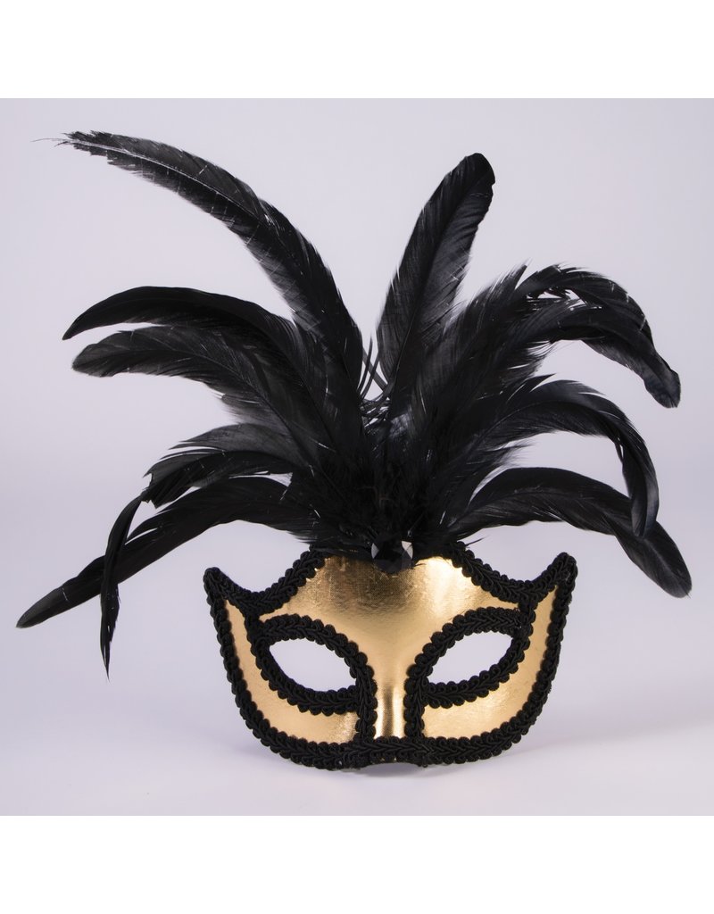 Mardi Gras Half Mask w/ Feathers