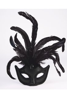 Mardi Gras Half Mask w/ Feathers