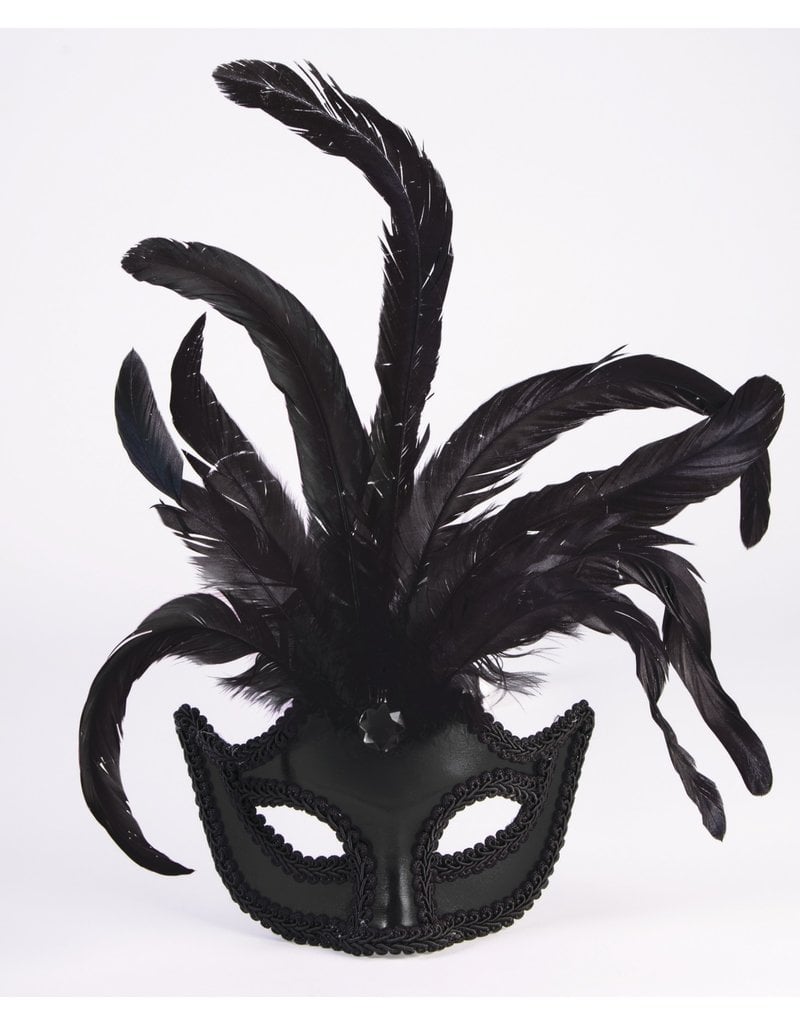 Mardi Gras Half Mask w/ Feathers