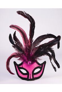 Mardi Gras Half Mask w/ Feathers