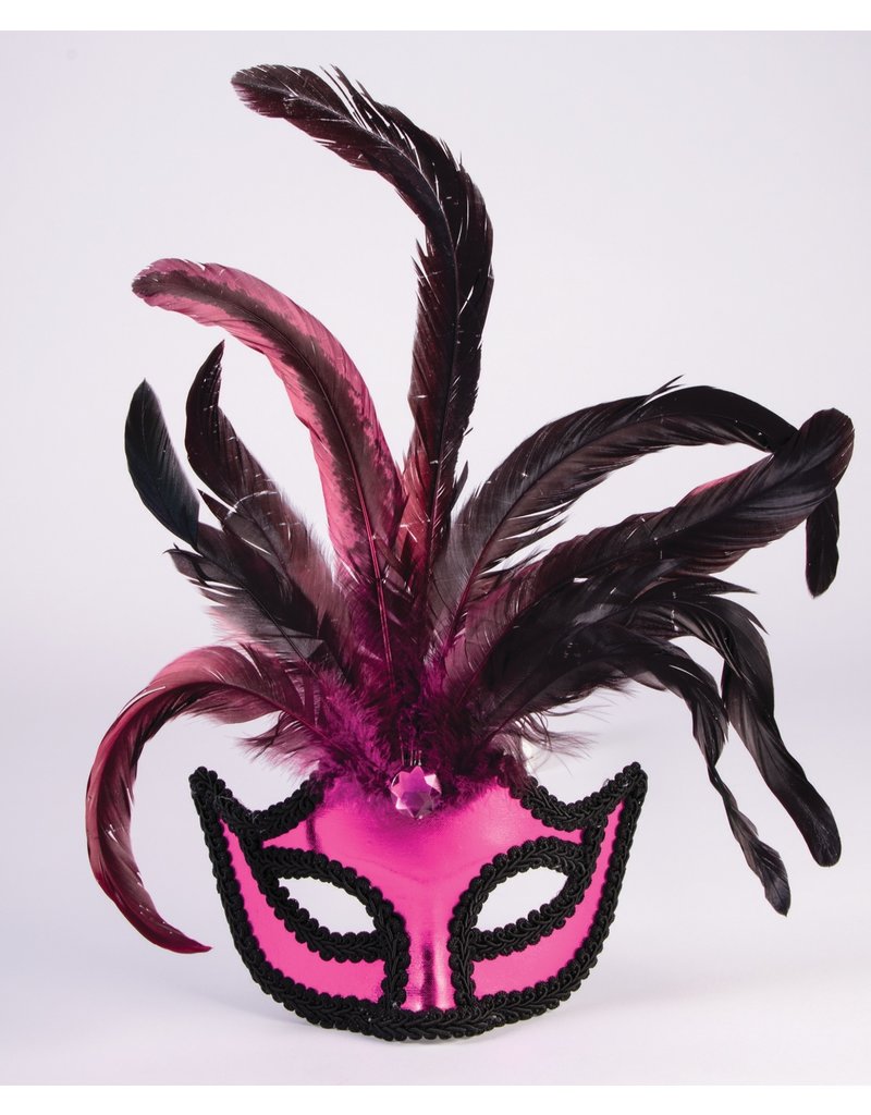 Mardi Gras Half Mask w/ Feathers