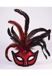 Mardi Gras Half Mask w/ Feathers