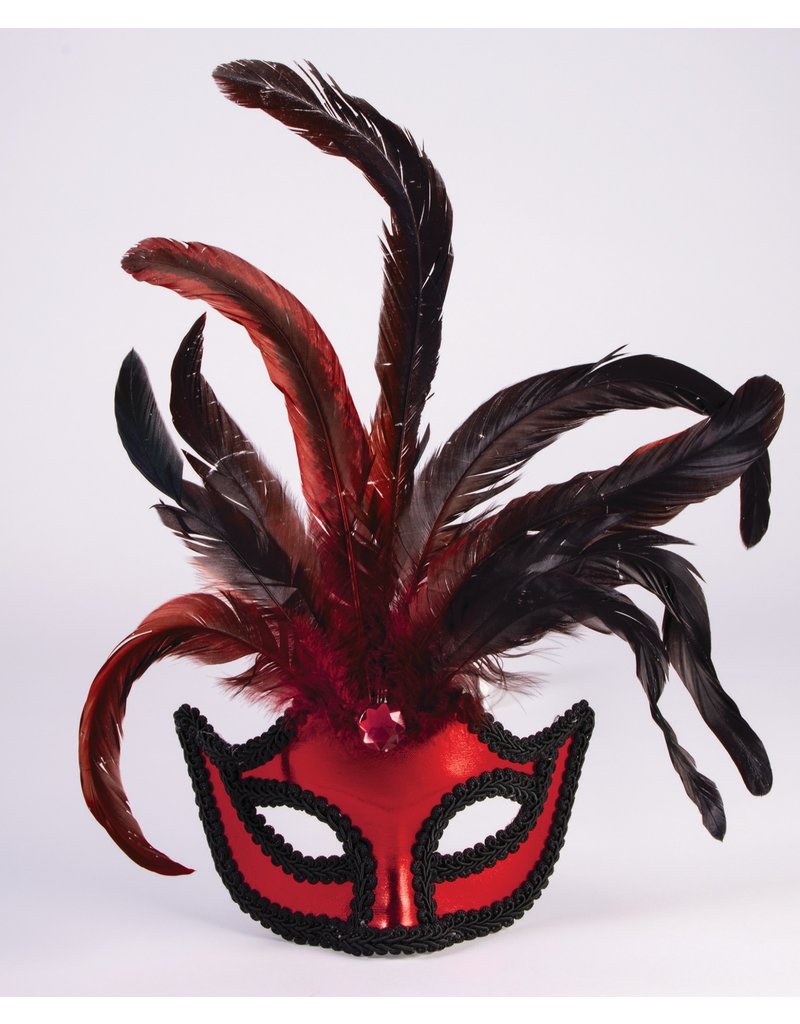 Mardi Gras Half Mask w/ Feathers
