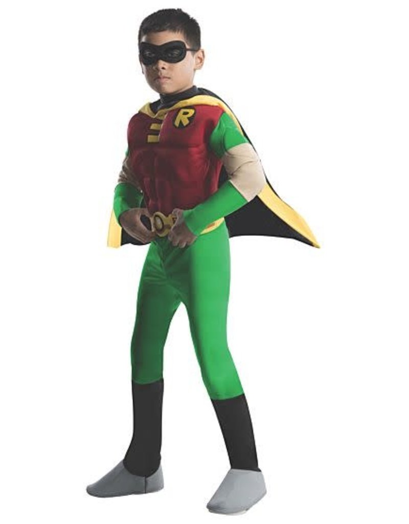 Rubies Costumes Kids Deluxe Teen Titan Robin Costume with Muscle Chest