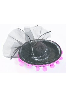 Black/Pink Day of the Dead Mini Sombrero