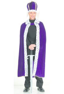 Adult King's Purple Robe & Crown Set
