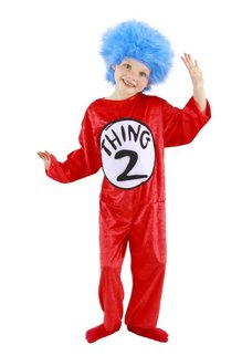 elope Dr. Seuss Cat in the Hat Thing 1&2 Costume Kids: XS (2T-4T)
