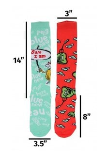 elope Dr. Seuss Green Eggs & Ham Mismatched Knee High Costume Socks: Adult