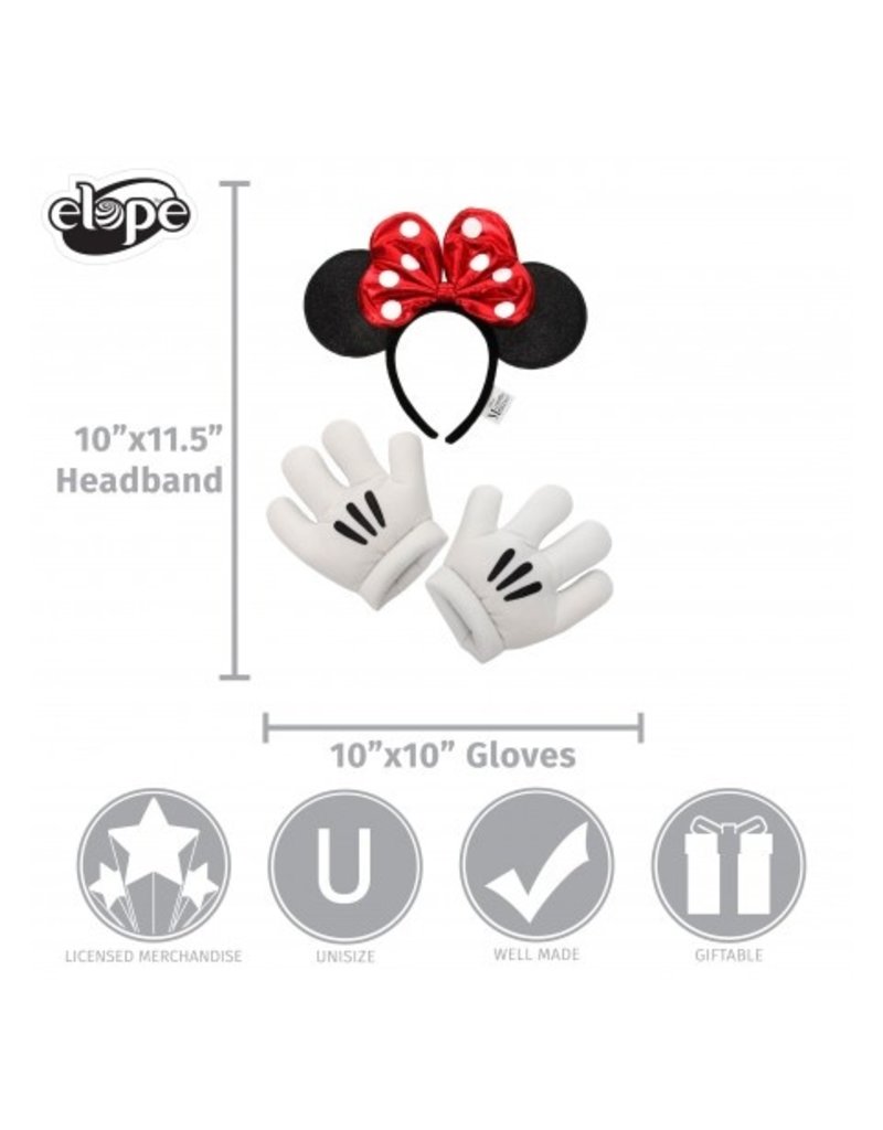 elope Disney Minnie Mouse Glitter Headband & Gloves Set
