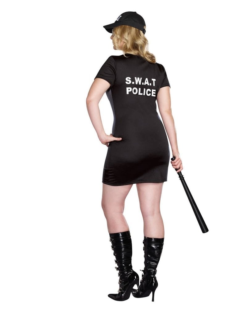 Dream Girl Women's Plus Size S.W.A.T. Police Woman Black Costume