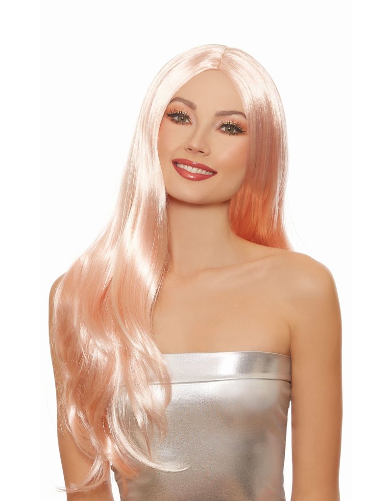 Dream Girl Long Straight Layered Wig: Rose Gold