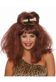 Dream Girl Cave Girl Wig w/ Bone: Auburn