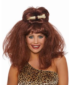 Dream Girl Cave Girl Auburn Wig with Bone