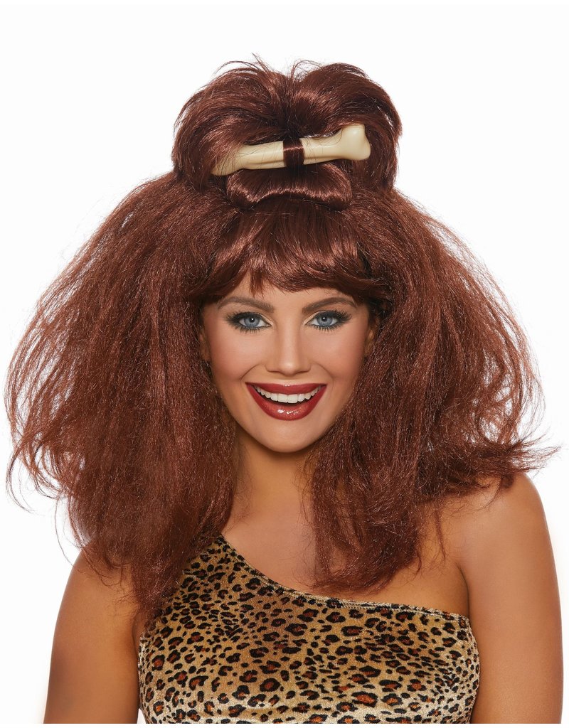 Dream Girl Cave Girl Wig w/ Bone: Auburn