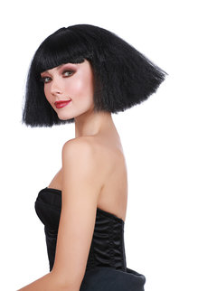 Dream Girl Crimped Wedge Bob Wig: Black