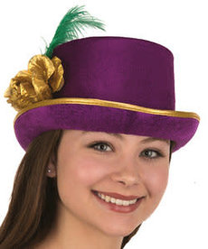 DLX. Mardi Gras Top Hat w/ Rose