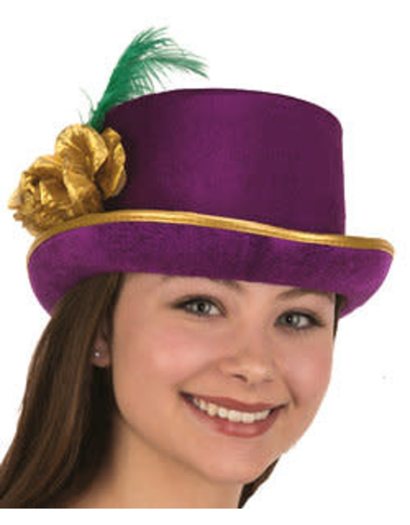 DLX. Mardi Gras Top Hat w/ Rose