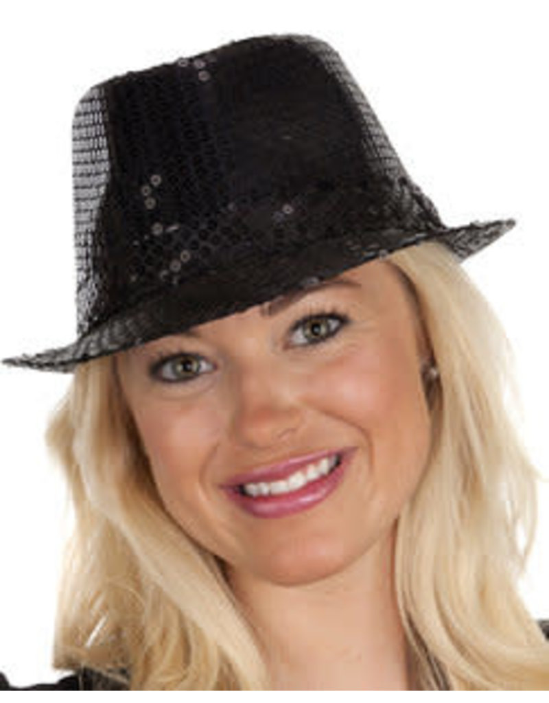 Sequin Fedora: Black