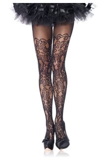 Leg Avenue Plus Size: Floral Vine Net Pantyhose - Black