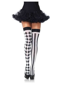 Leg Avenue Harlequin Thigh Highs - Black/White