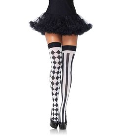 Leg Avenue Harlequin Thigh Highs - Black/White