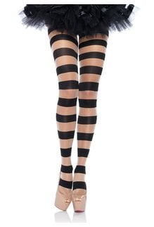 Leg Avenue Sheer Striped Pantyhose - Black/Nude