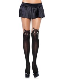 Leg Avenue Black Cat Pantyhose - Black/Nude