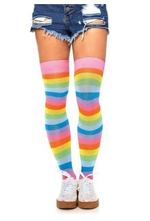 Leg Avenue Leigh Thigh Highs Stockings: Neon Rainbow