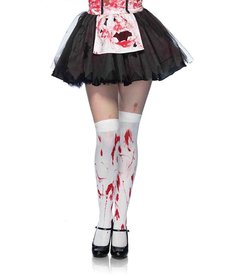 Leg Avenue Bloody Zombie Thigh Highs - White/Red