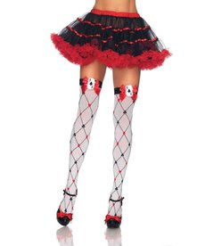 Leg Avenue Card Charm Thigh Highs - White/Red/Black