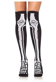 Leg Avenue Skeleton Over The Knee Socks - Black/White