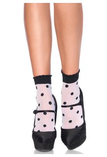 Leg Avenue Spots & Dots Anklet Socks - Black/White