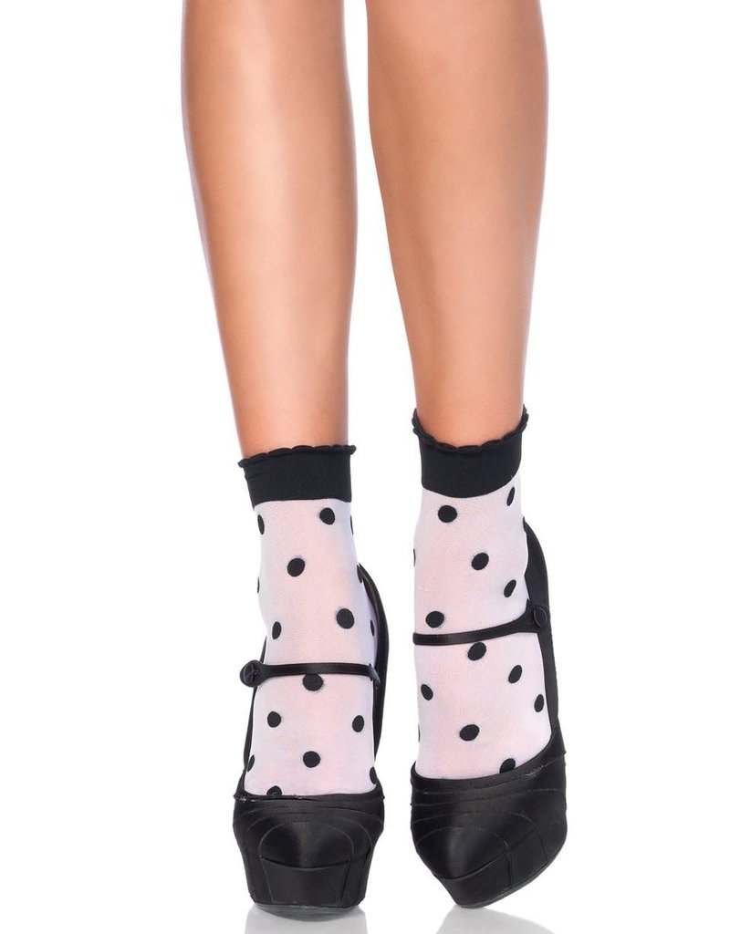 Leg Avenue Spots & Dots Anklet Socks - Black/White