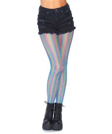 Leg Avenue Adult Rainbow Shimmer Striped Fishnet Tights