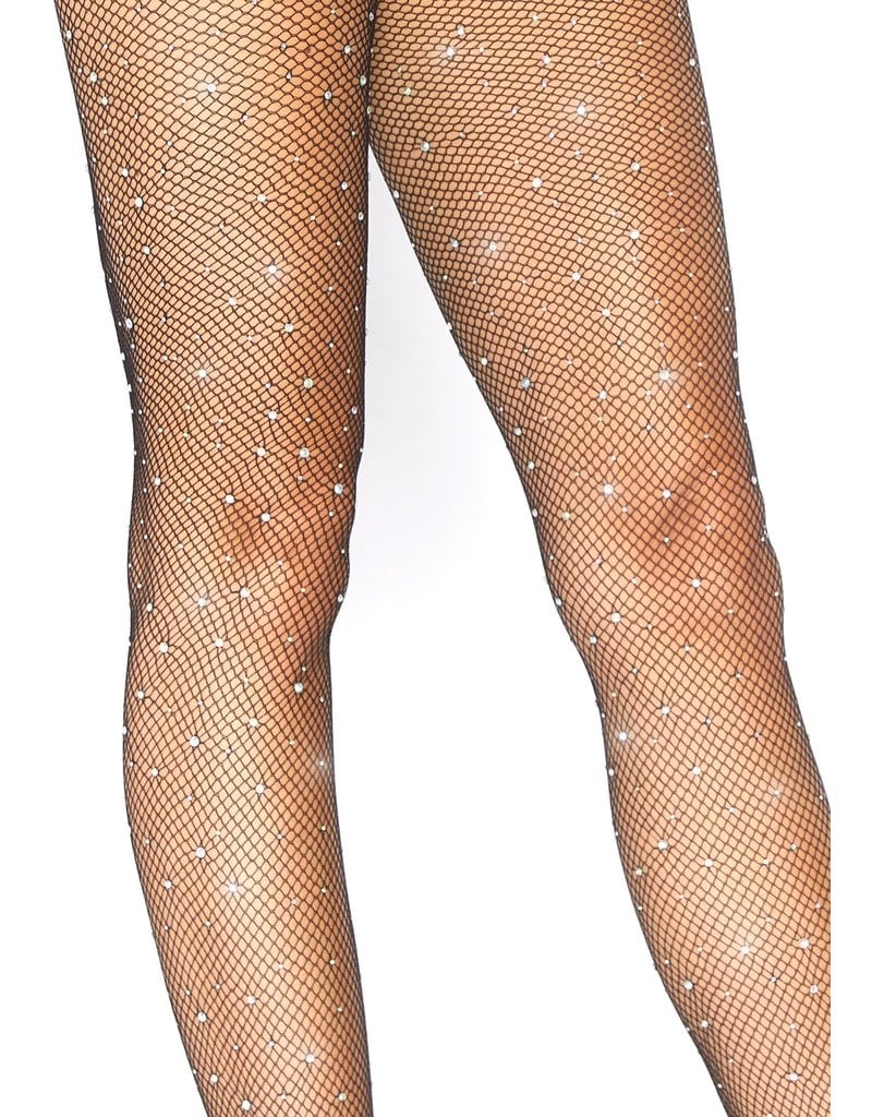 Leg Avenue Crystallized Fishnet Tights - Black