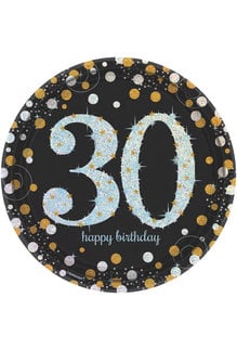 9" Plates: Sparkling Celebration - 30th Birthday (8ct.)
