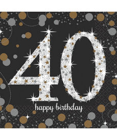 Sparkling Celebration Beverage Napkins - 40th Birthday