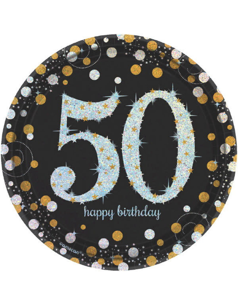 7" Plates: Sparkling Celebration - 50th Birthday (8ct.)