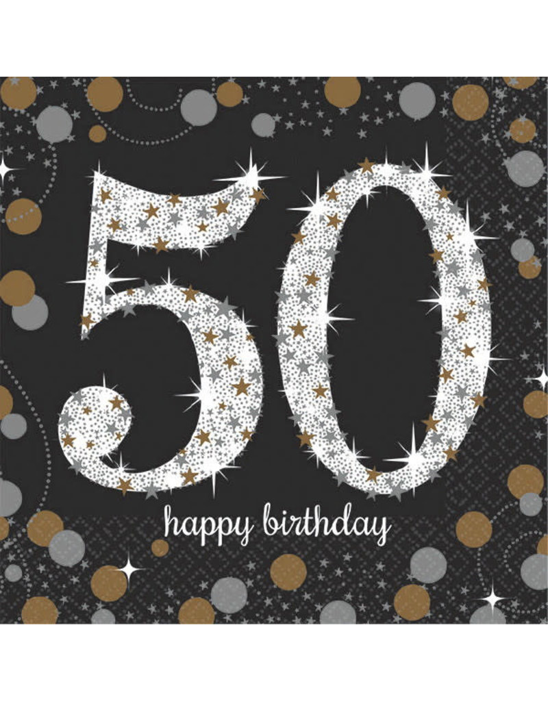 Beverage Napkins: Sparkling Celebration - 50th Birthday