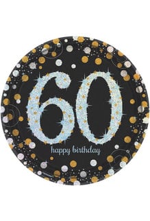 9" Plates: Sparkling Celebration - 60th Birthday (8ct.)