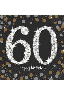 Luncheon Napkins: Sparkling Celebration - 60th Birthday