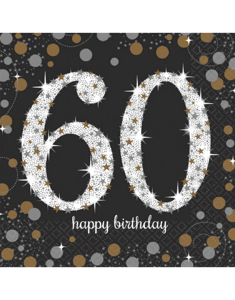 Luncheon Napkins: Sparkling Celebration - 60th Birthday