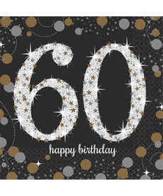 Beverage Napkins: Sparkling Celebration - 60th Birthday