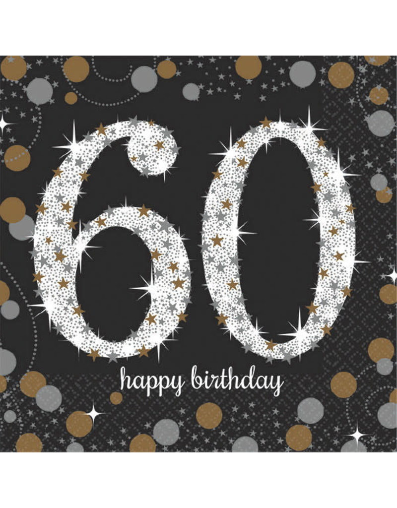 Beverage Napkins: Sparkling Celebration - 60th Birthday