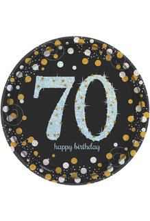 7" Plates: Sparkling Celebration - 70th Birthday (8ct.)